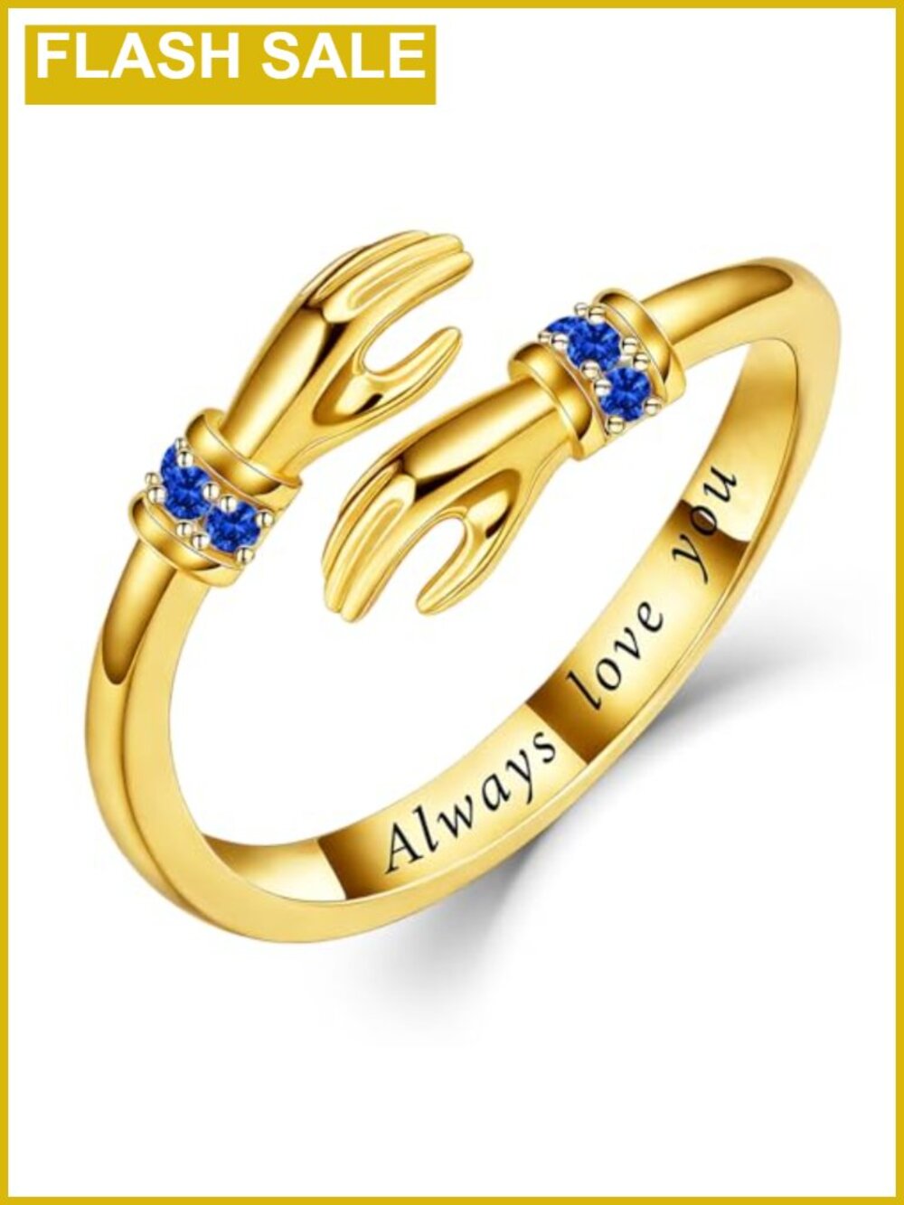 Adjustable Hug Ring 925 Sterling Silver 18K Gold Statement Jewelry Gift for Her